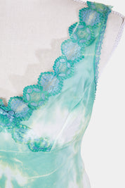 Assorted Brands Green Tie Dye Lace Detail Slip Dress