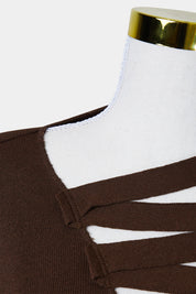 Lindy Rosenwax Brown Cross Front Knitted Top