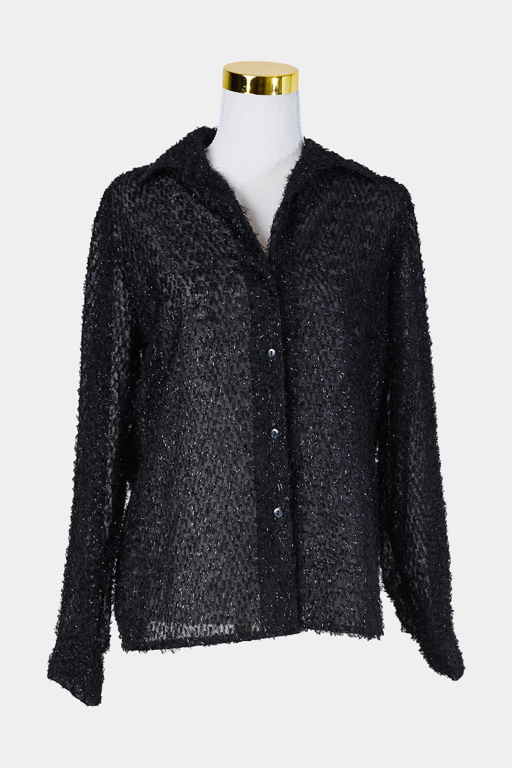 JORDAN Black Sparkle Sheer Shirt