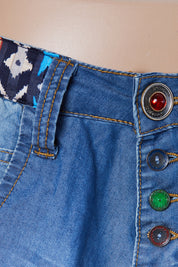 DESIGUAL Blue Denim Look Embroidered Joggeers