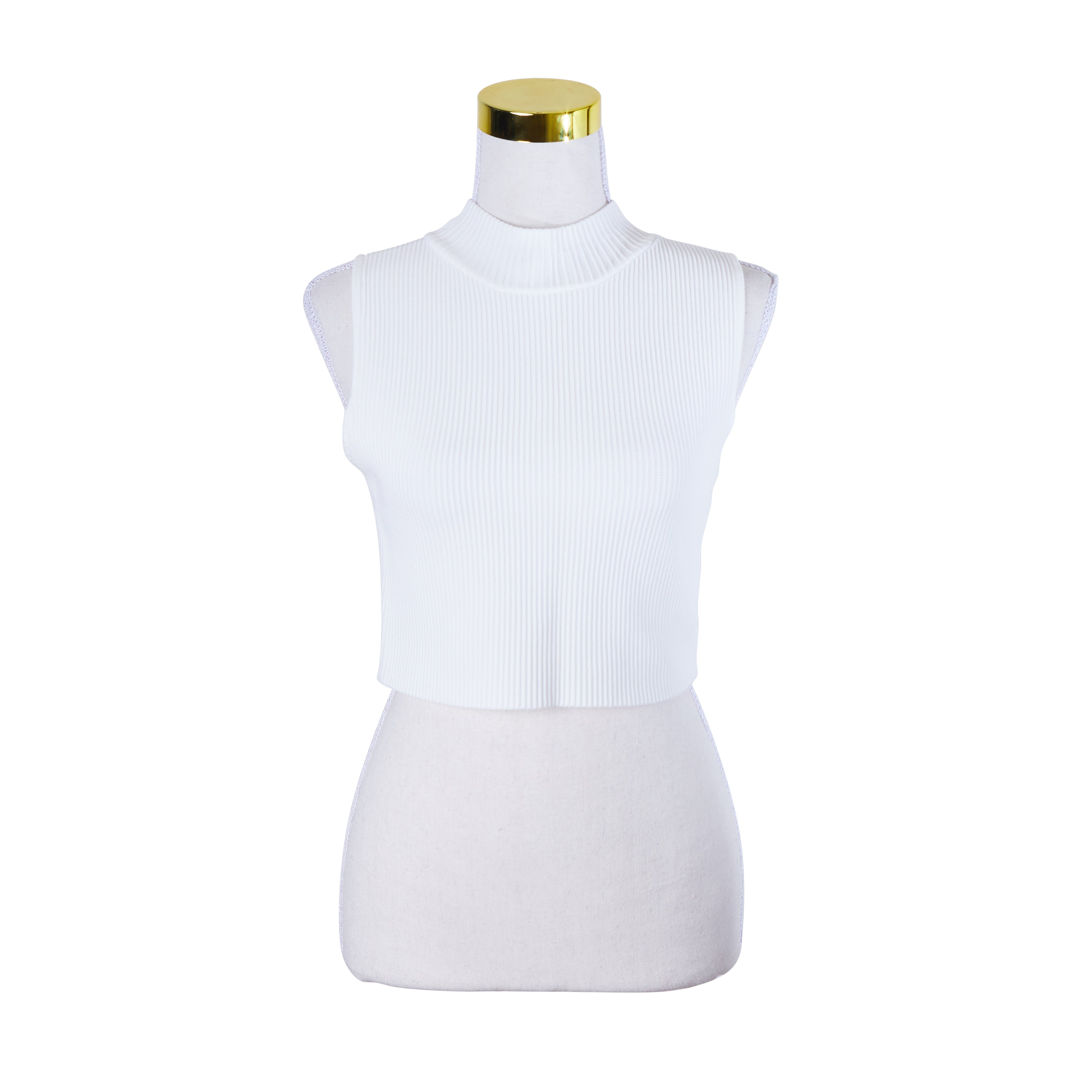 GLASSONS White High Neck Crop Top