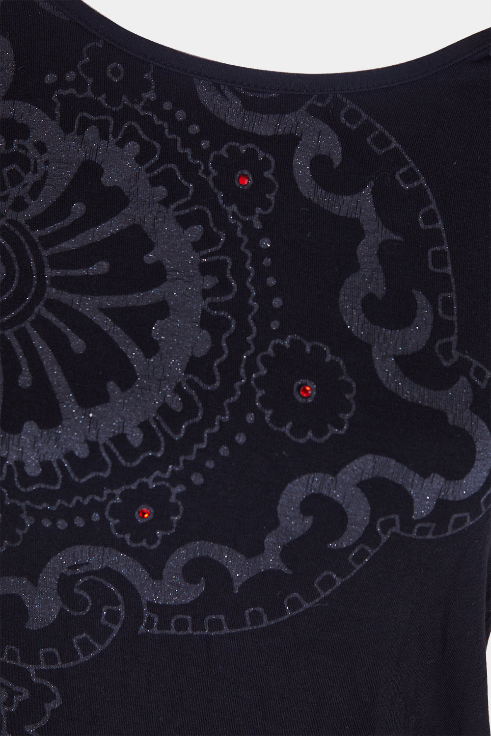 DESIGUAL Black and Pink Rhinestone Print Detail Midi Dress