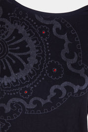 DESIGUAL Black and Pink Rhinestone Print Detail Midi Dress