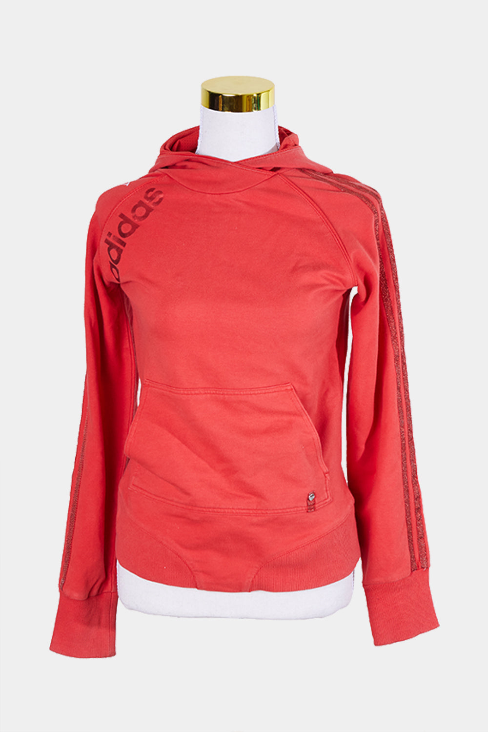 ADIDAS Red Sparkle Detail Hooded Sweater