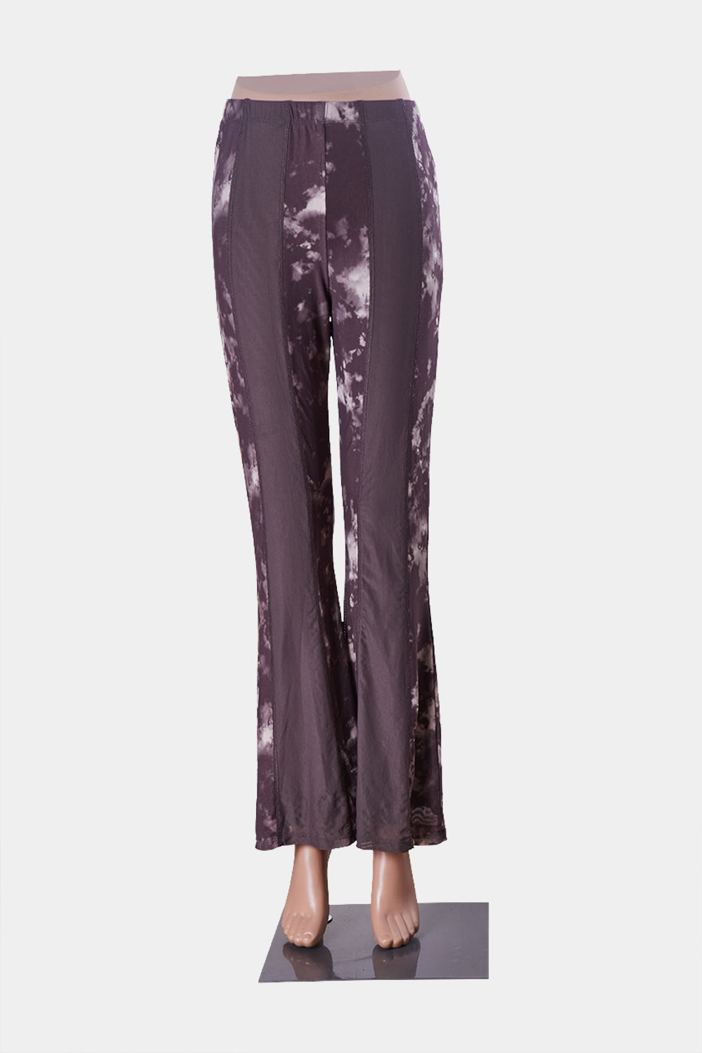 GLASSONS Brown Mesh Panel Flare Pants