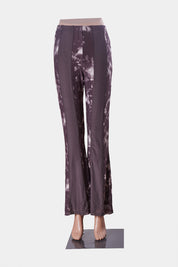 GLASSONS Brown Mesh Panel Flare Pants