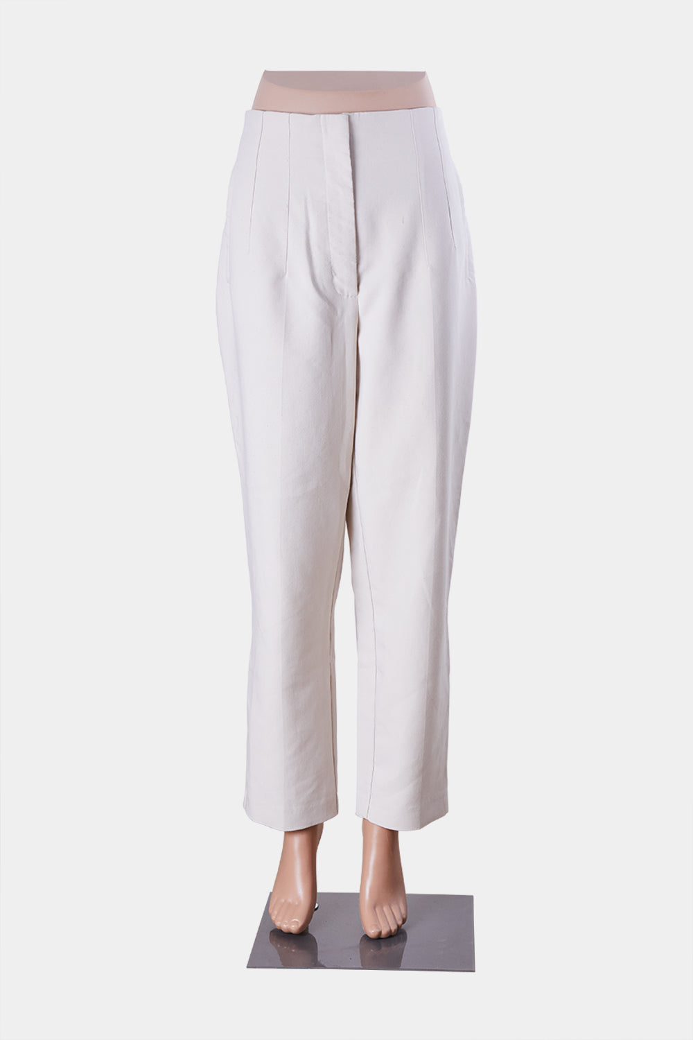 ZARA Cream High Waisted Pintuck Pants