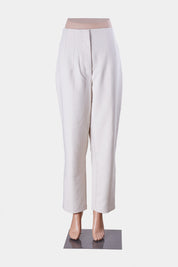 ZARA Cream High Waisted Pintuck Pants