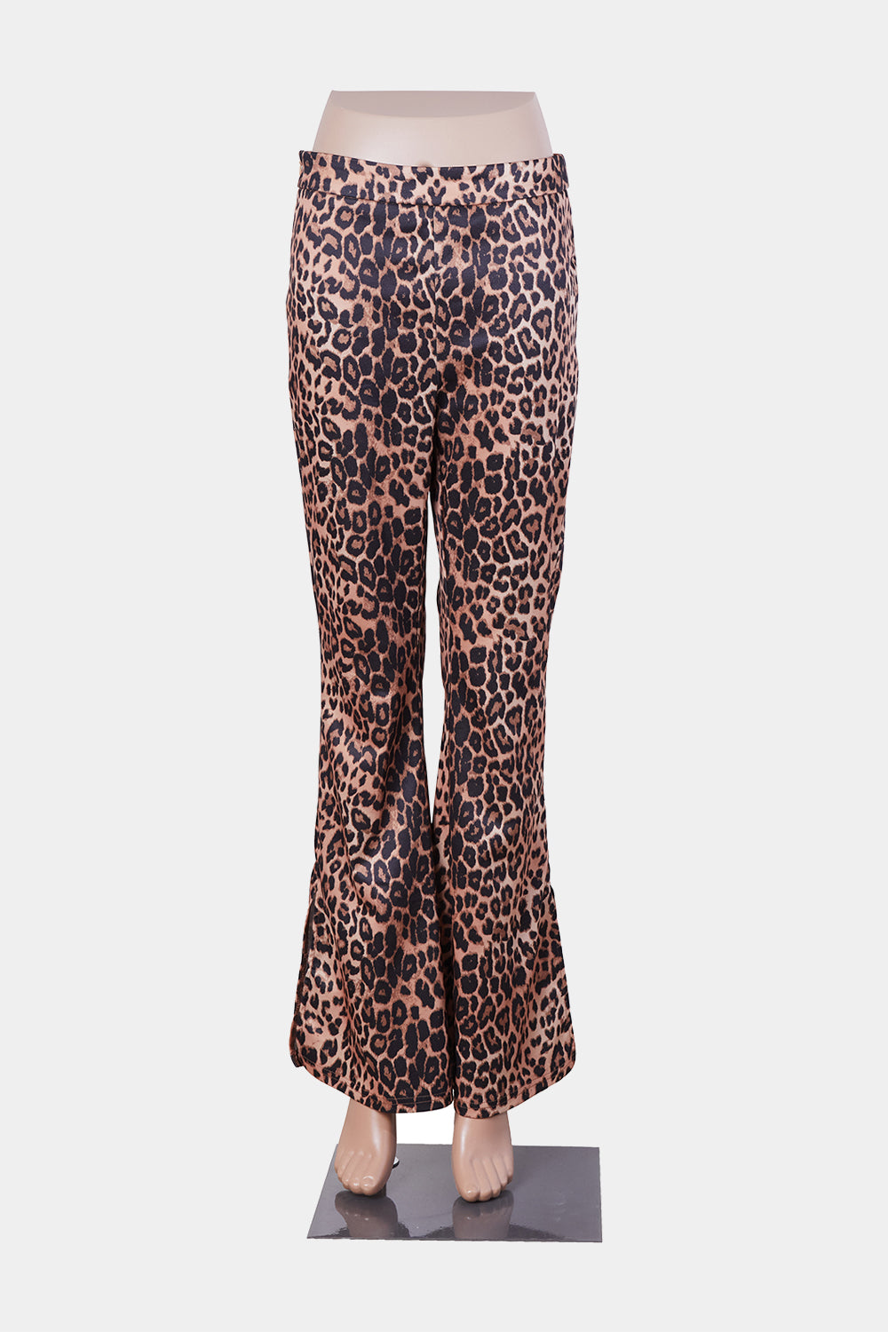 SHEIN Brown and Black Leopard Print Kick Flare Pants