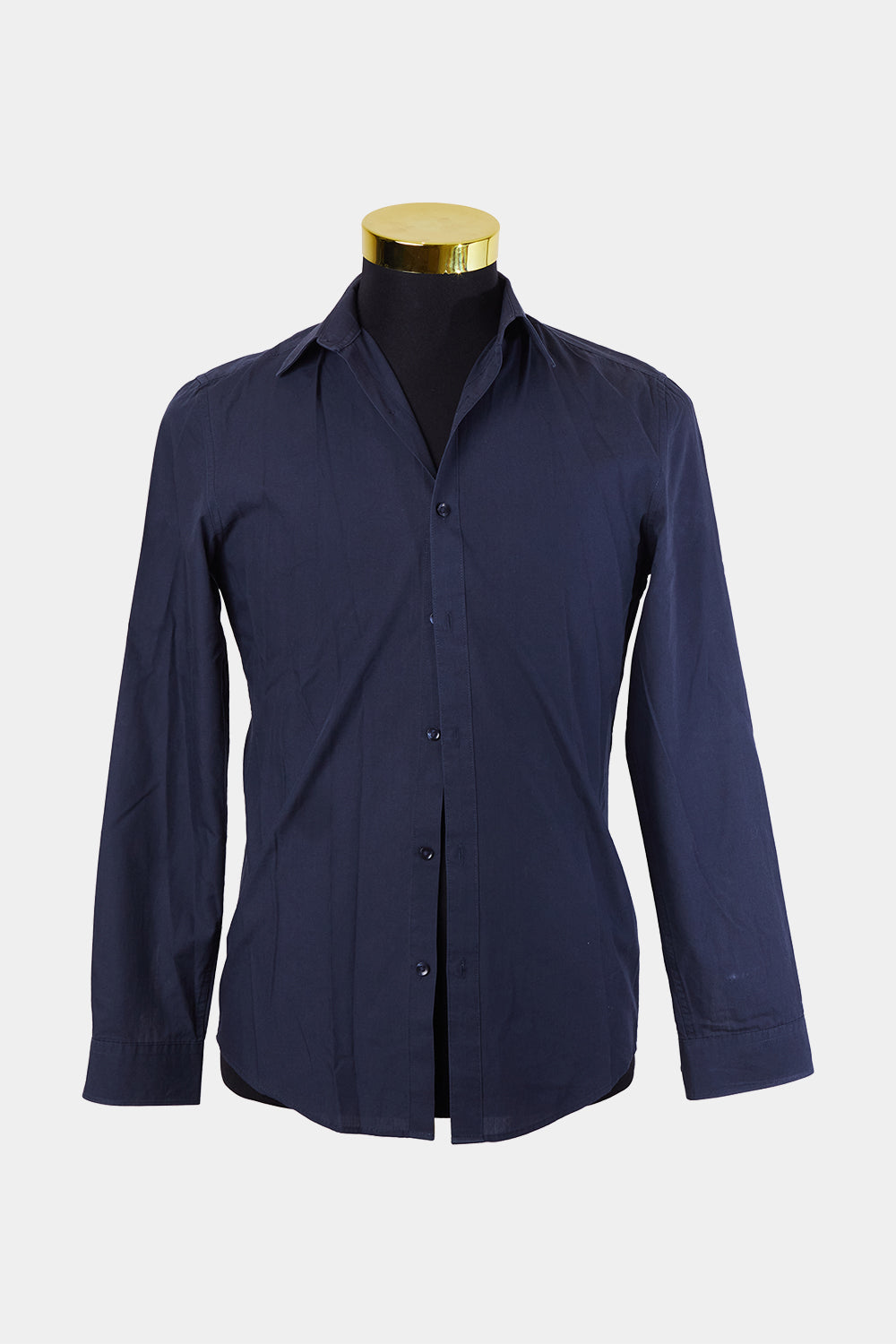 H&M Navy Easy Iron Slim Fit Cotton Shirt