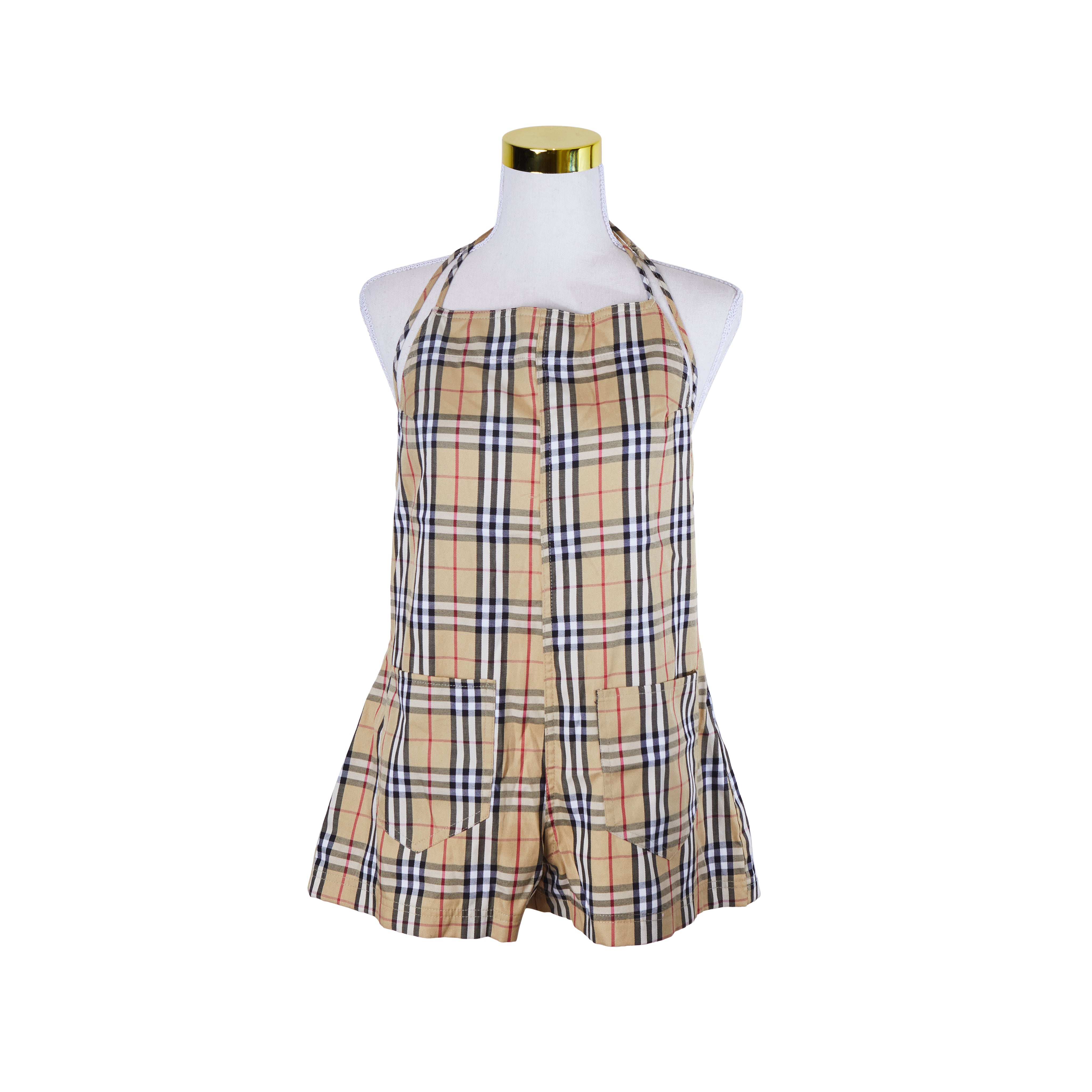Beyond Her Beige, Red, White, Black Plaid Playsuit
