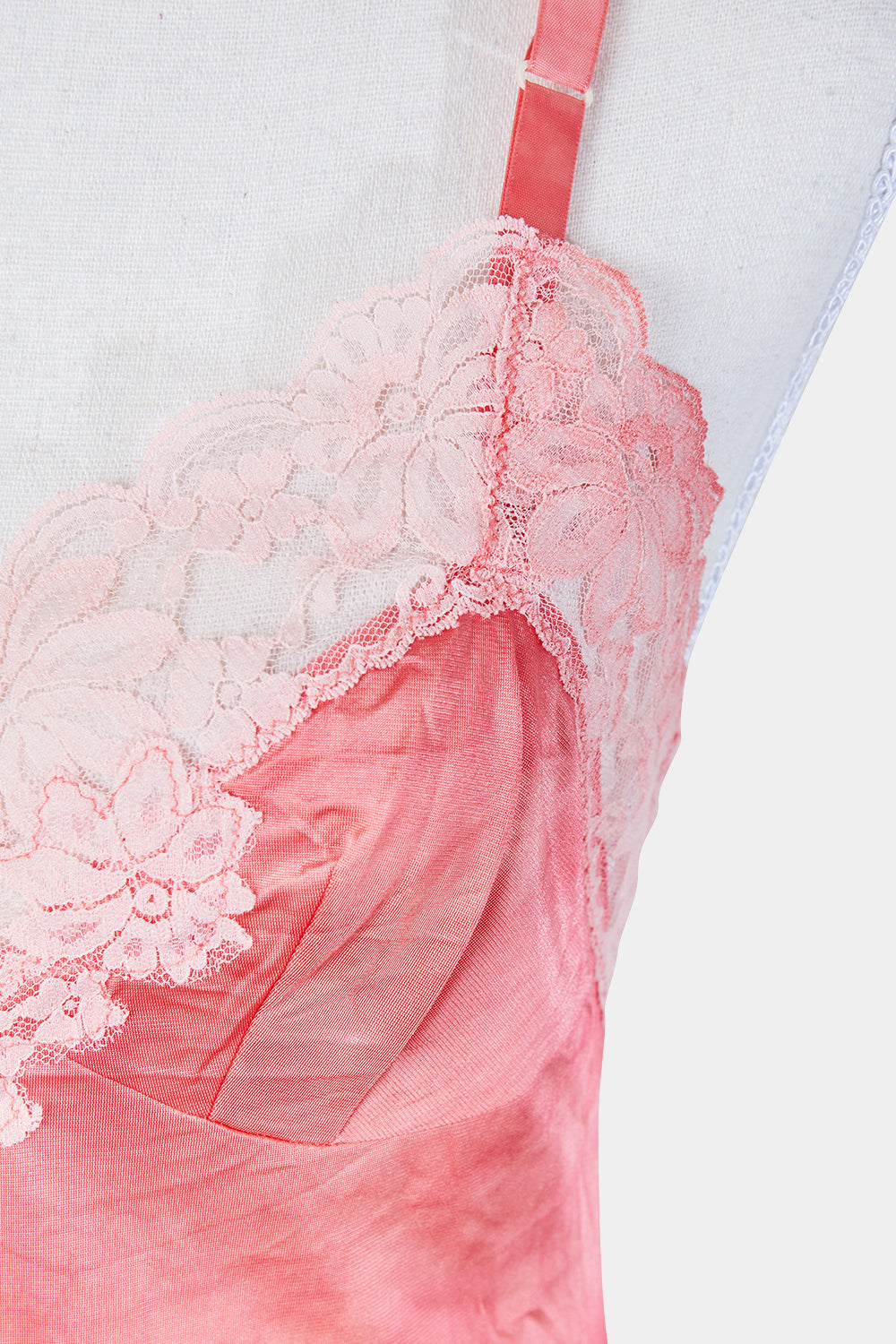 LORRAINEE Pink Tie Dye Lace Detail Slip Dress