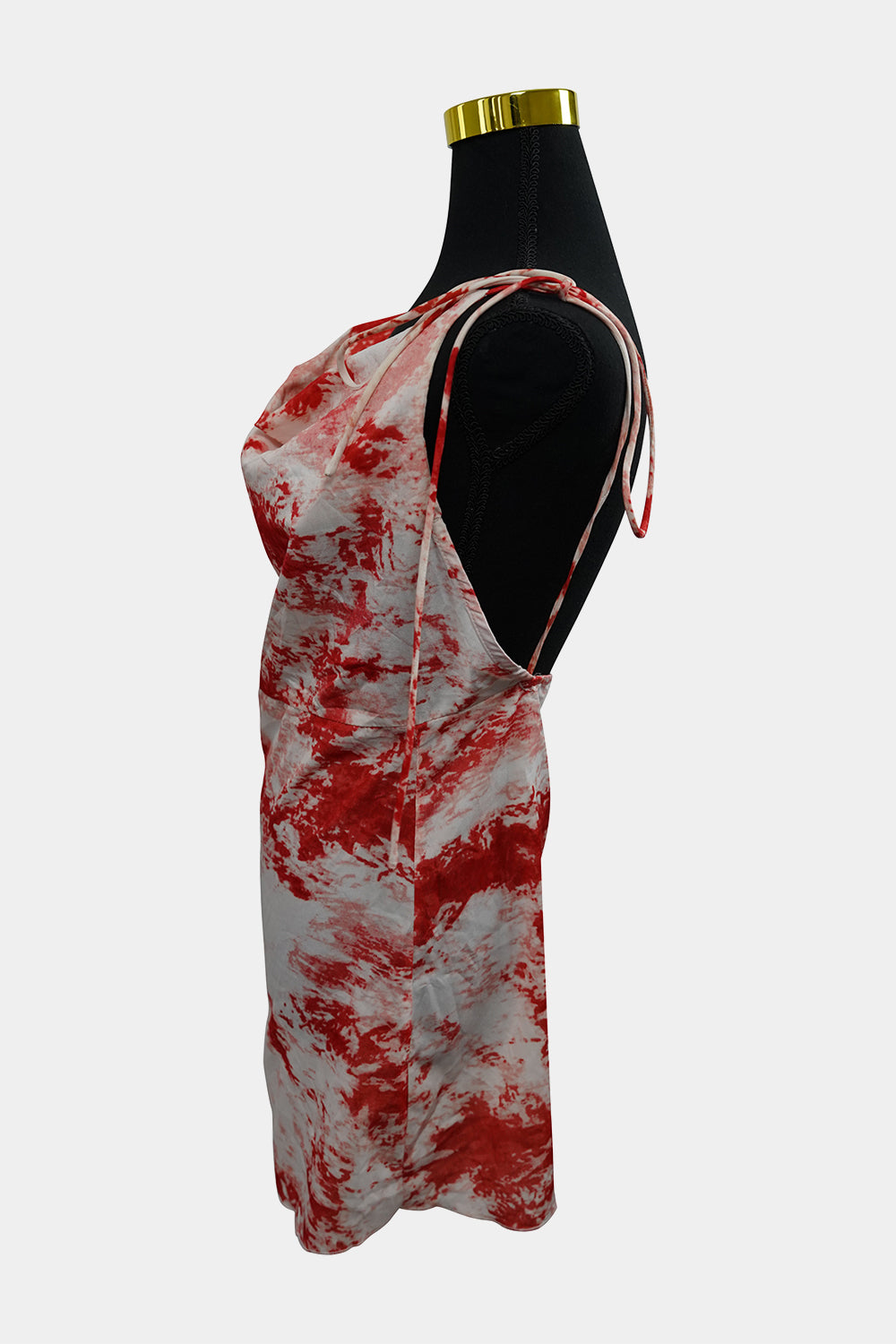 Beginning Boutique Pink, White, Red Cowl Neck Tie Back Dress