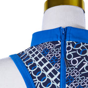 Sweaty Betty Blue Navy and Green Print High Neck Sports Top