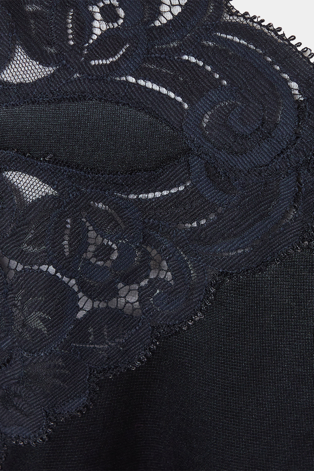 Vanity Fair Black Lace Detail Slip Dress