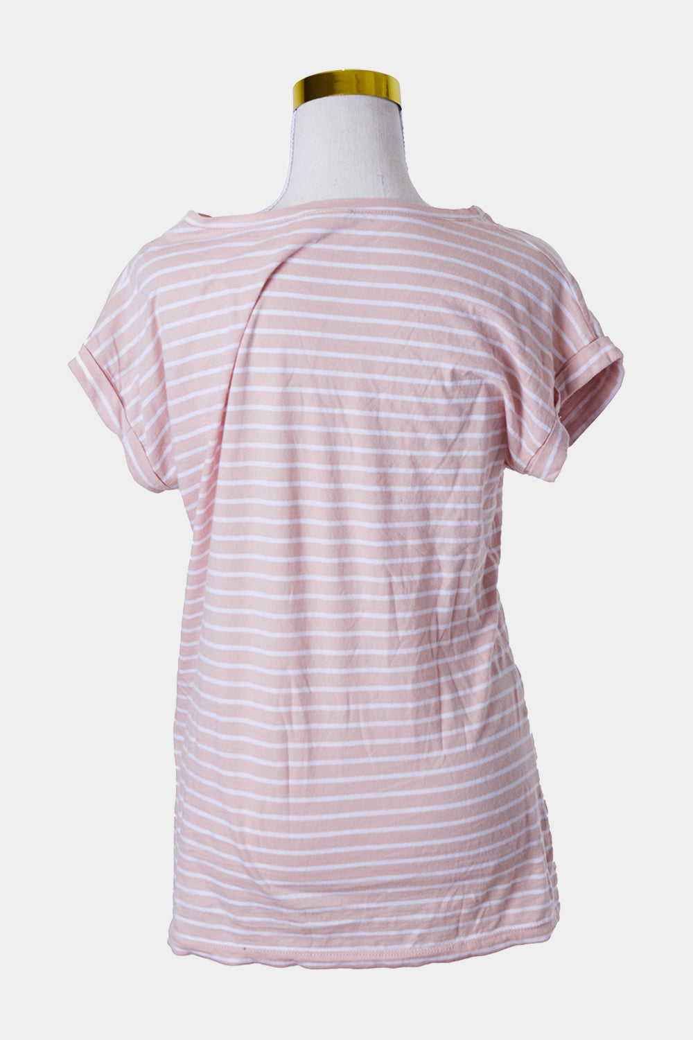 Seed Heritage Pink and White Stripe Metallic Print T Shirt