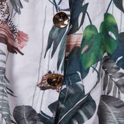 SUBOO Green White Print Button Down Summer Dress