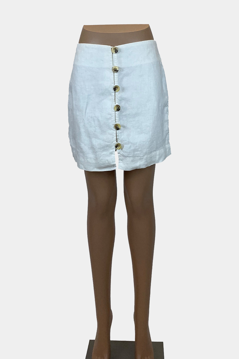 GHANDA White Linen Skirt