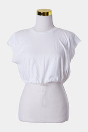 ZARA White Cropped Toggle T Shirt