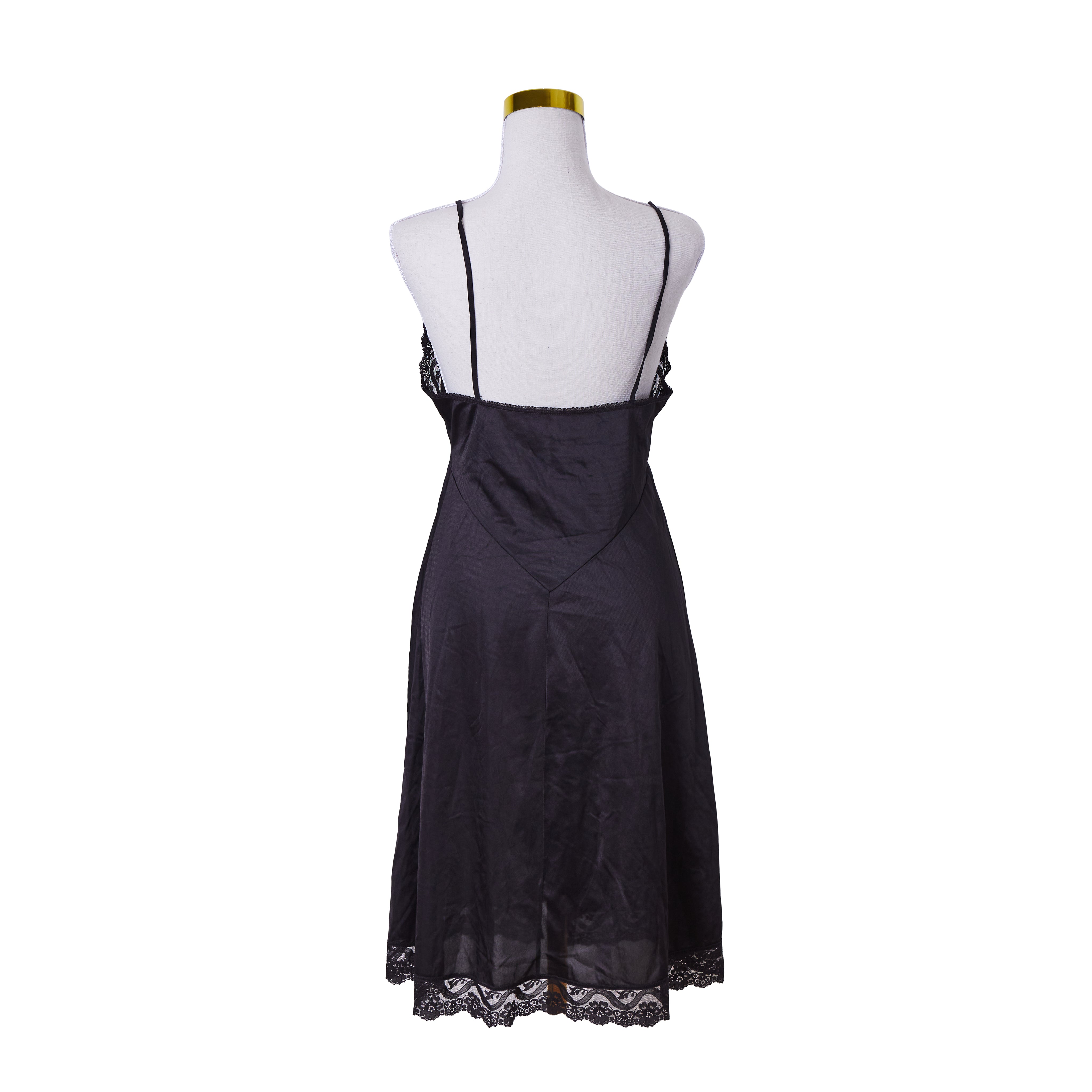 St Michael Black Lace Detail Slip Dress