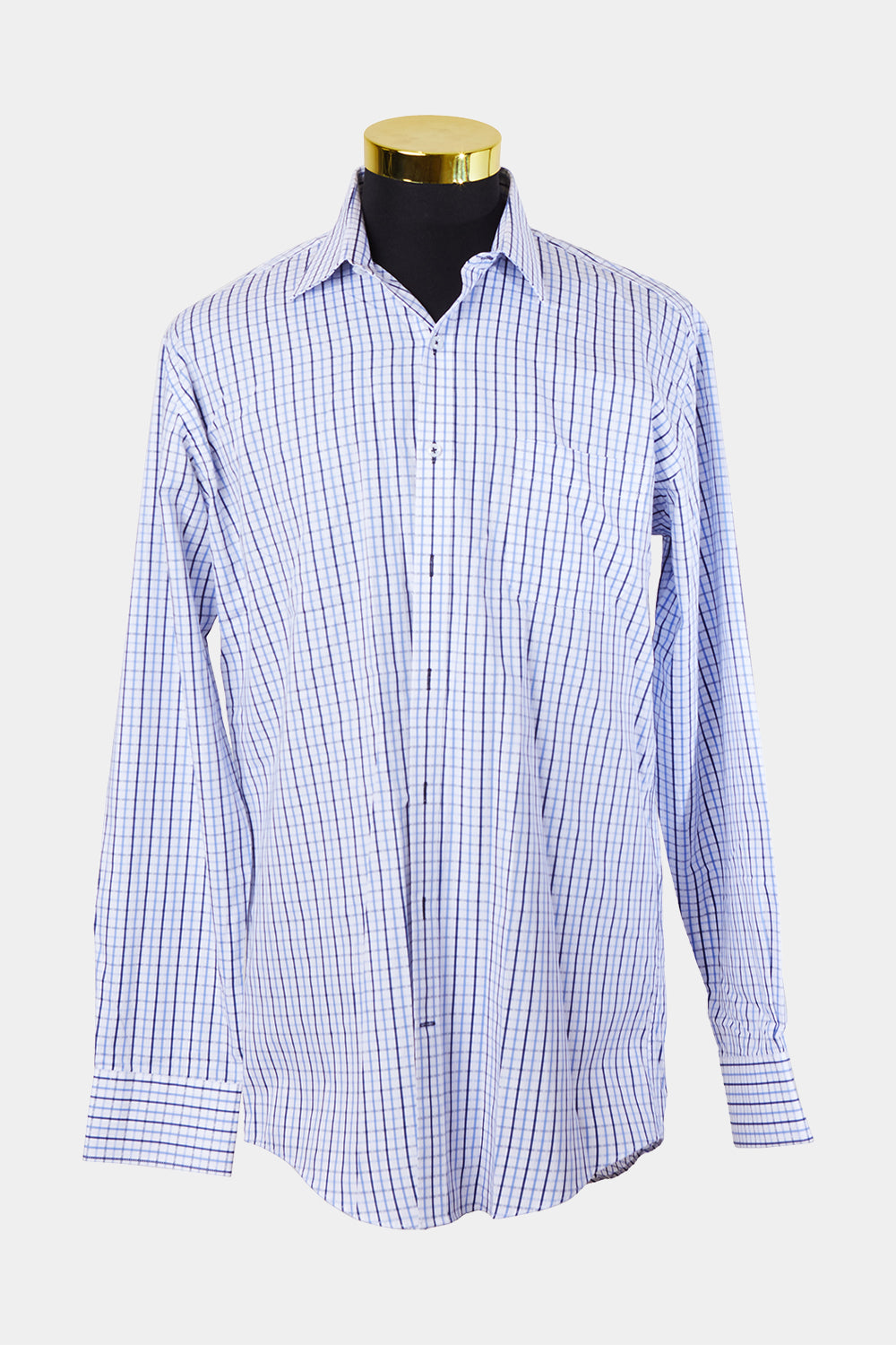 Van Heusen Blue and White Pattern Classic Fit Button Down Shirt