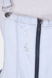 Chi Qle Light Blue Denim Overalls with Zip Detail