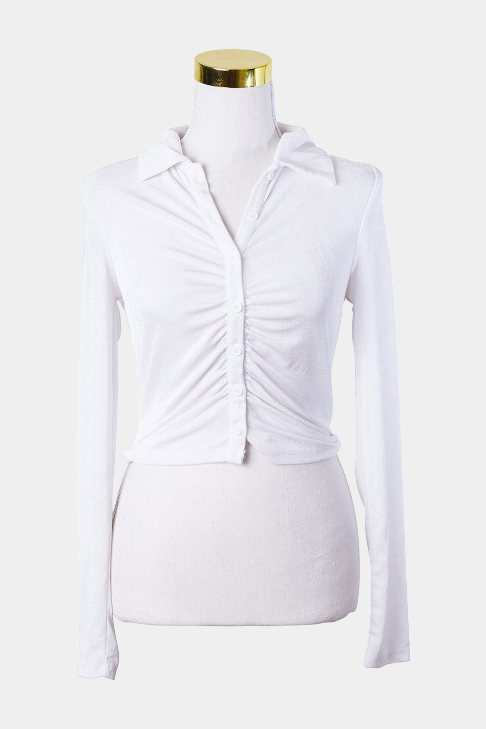 GLASSONS Whitte Ruched Front Collared Top