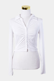 GLASSONS Whitte Ruched Front Collared Top