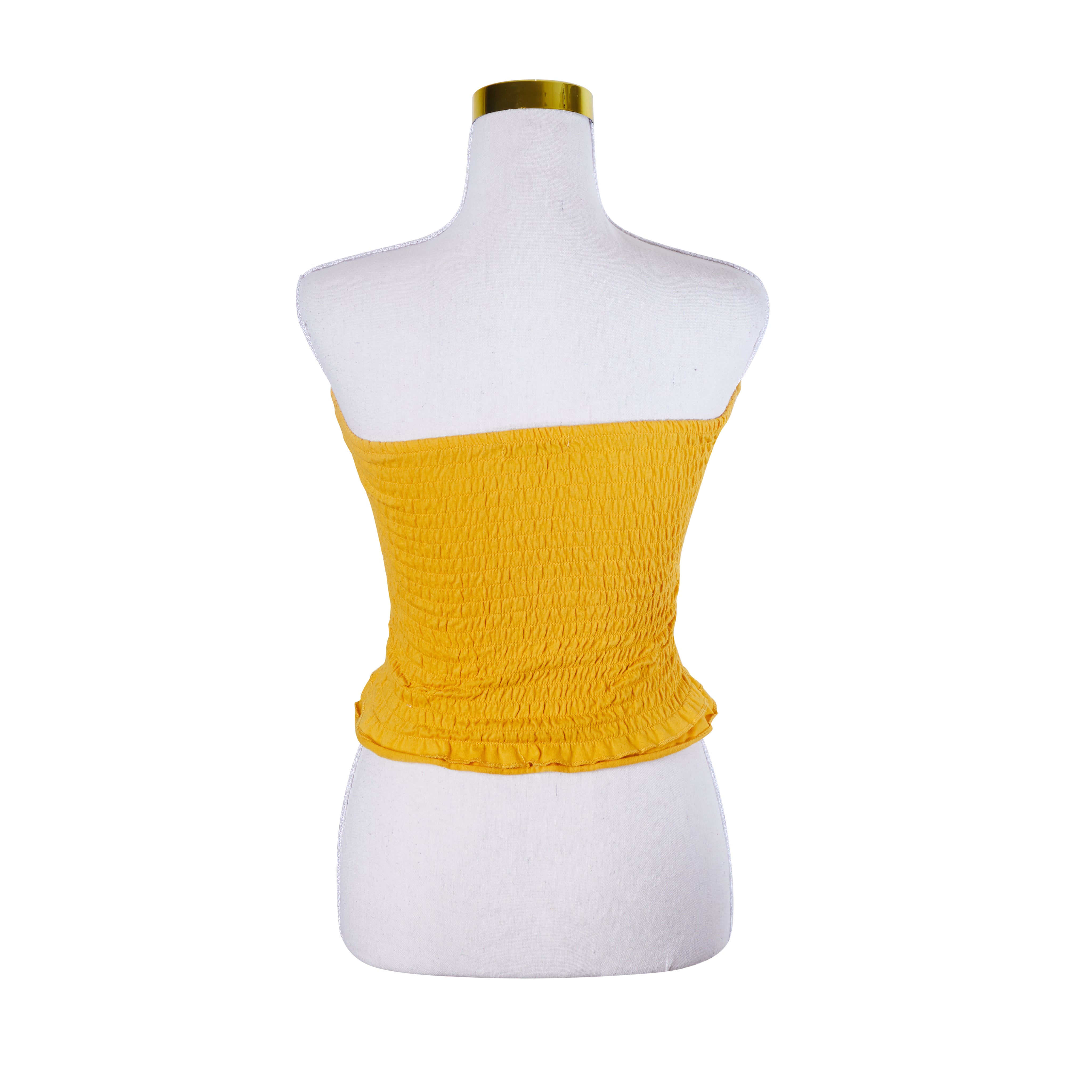 Cotton On Golden Yellow Ruched Strapless Crop Top