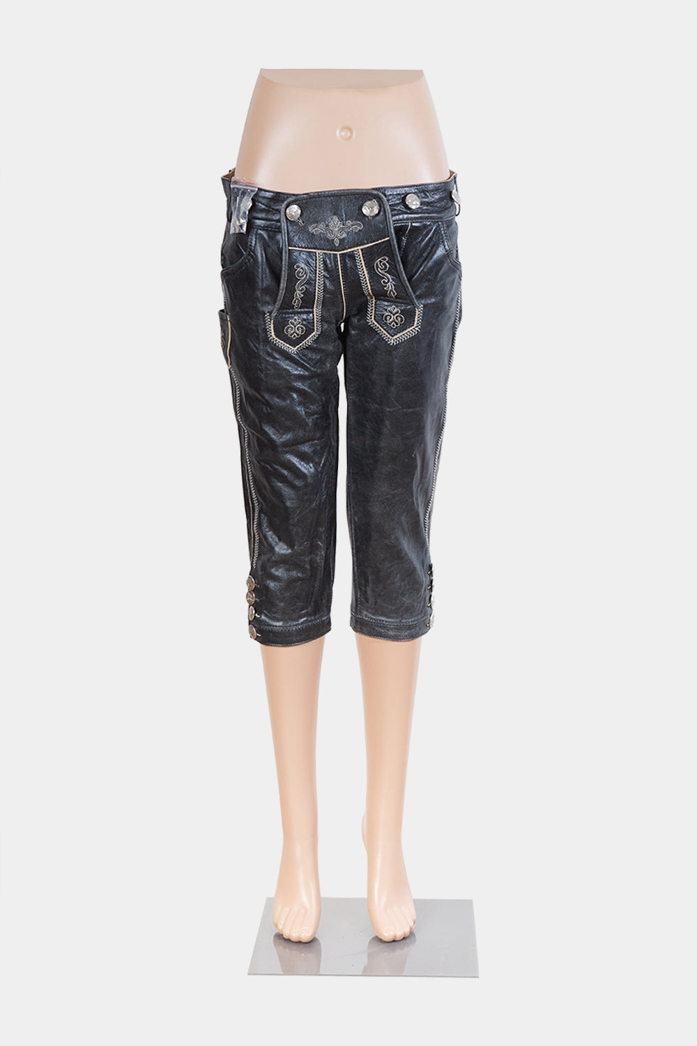 MARJO Black Embrroidered Detail Leather Pants