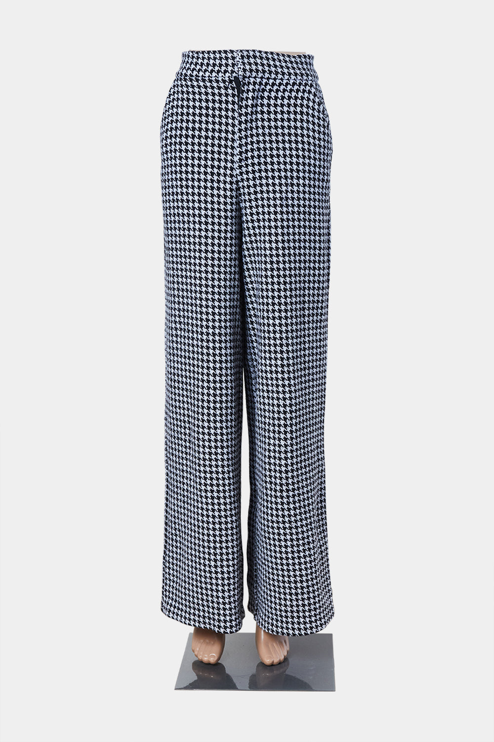 SHOWPO Black and White Herringbone High Waisted Trousers