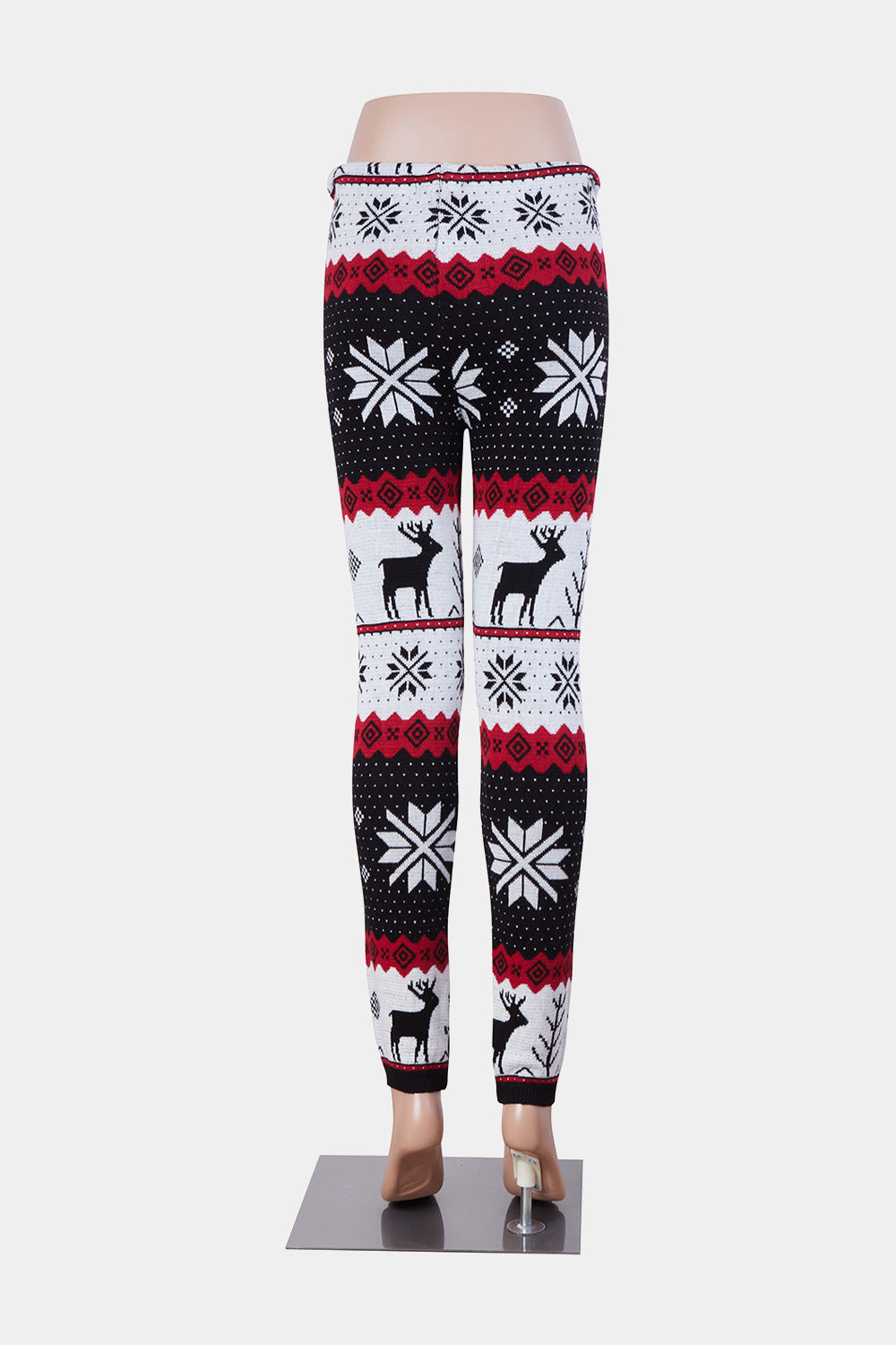 BOOHOO Black, Red and White Knitted Christmas Print Pants