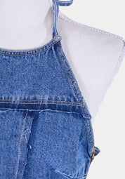 Abrand Jeans Blue Patchwork Denim Crop Top