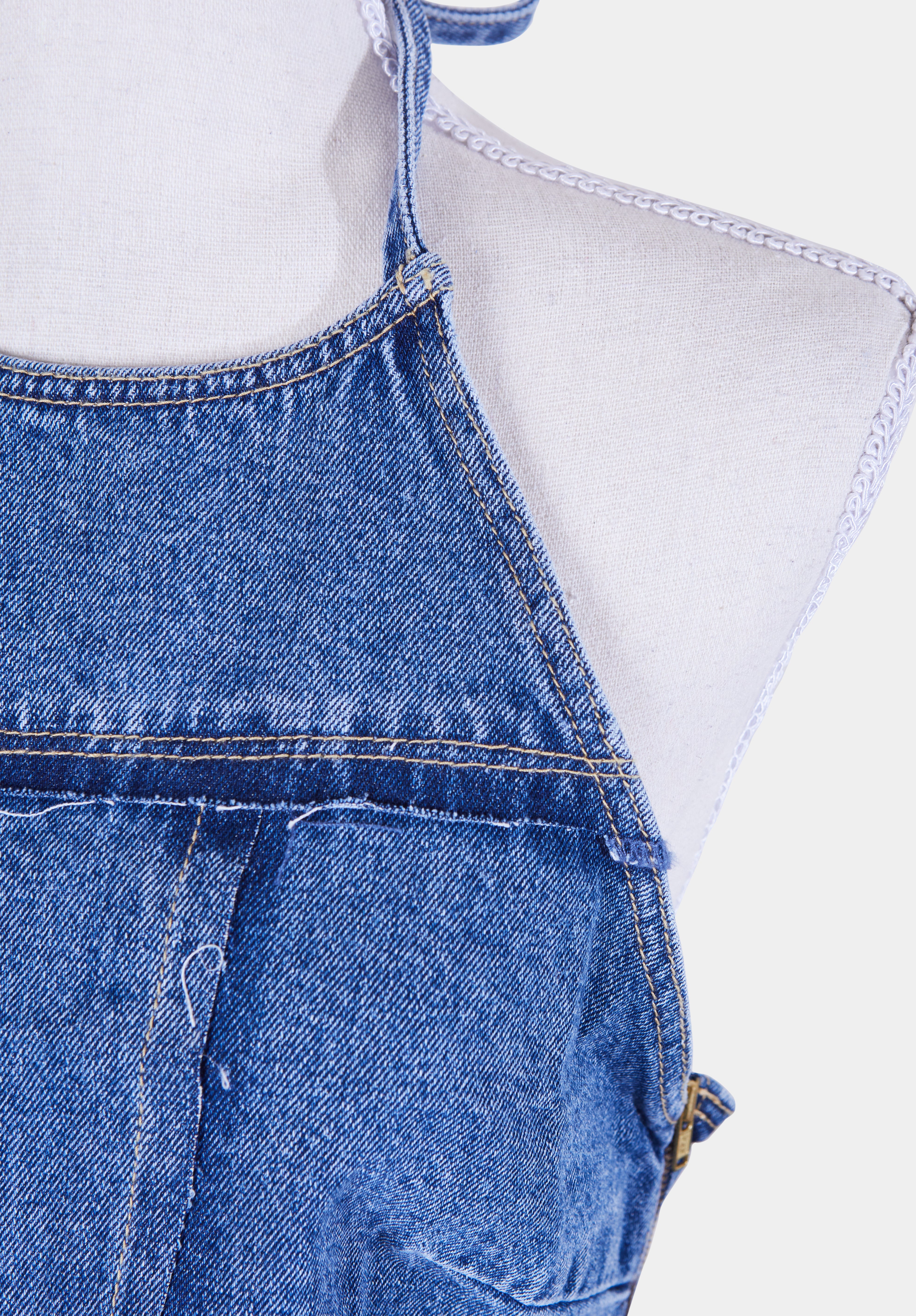 Abrand Jeans Blue Patchwork Denim Crop Top