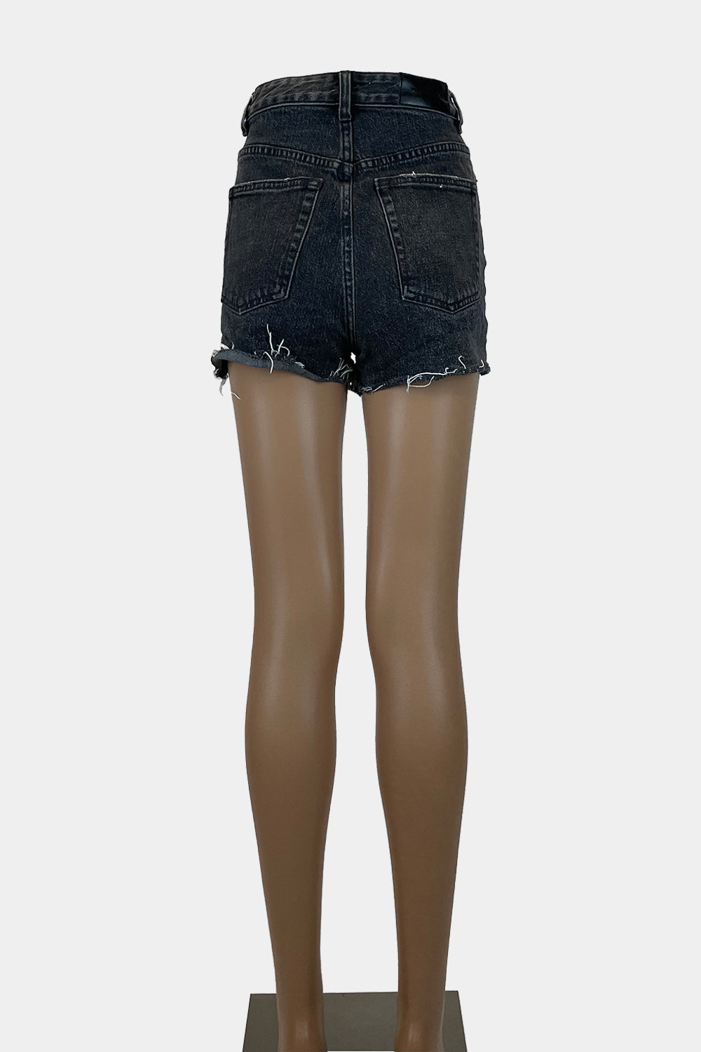 GLASSONS Washed Black Denim Shorts