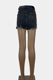 GLASSONS Washed Black Denim Shorts