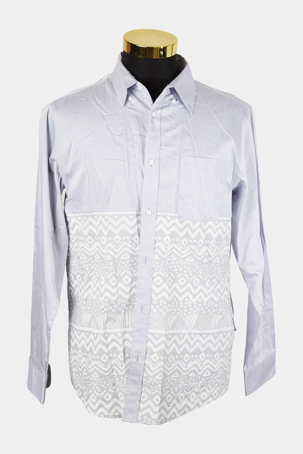 Mr Simple Pale Blue Print Button Down Shirt