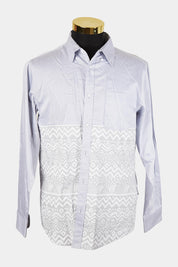 Mr Simple Pale Blue Print Button Down Shirt