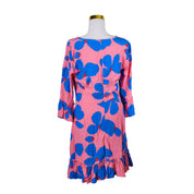 Mister Zimi Pink and Blue Long Sleeve Ruffle Swing Dress