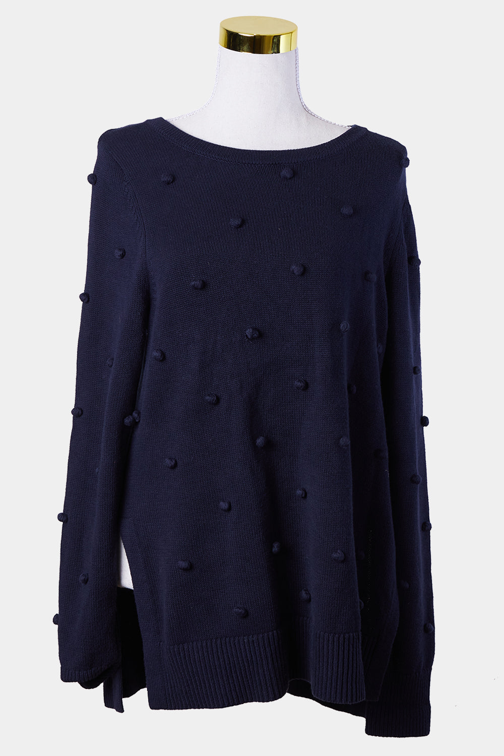 SEED Navy Pom Pom Detail Sweaterr