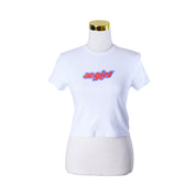 X-GIRL White Printed Crop T Shirt
