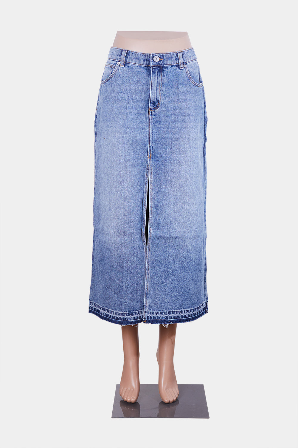 Abrand Jeans Blue Low Denim Maxi Skirt with Split