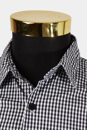 HFEUFR Black and White Check Button Down Shirt