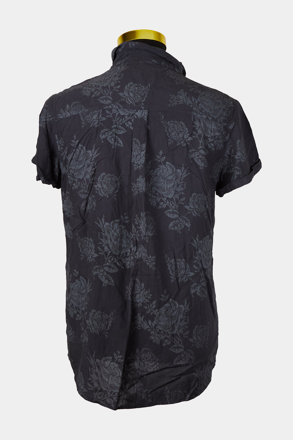 ROLLAS Black Floral Print Button Down Short Sleeve Shirt