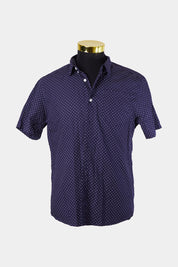 ASOS Navy White Polkadot Button Down Short Sleeve Shirt