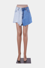 GLASSONS Blue Contrast High Waist Denim Shorts