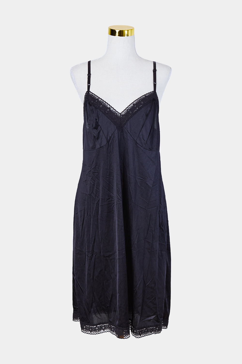 VASERETTE Black Lace Detail Slip Dress