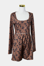 ASOS Brown Print Long Sleeve Romper