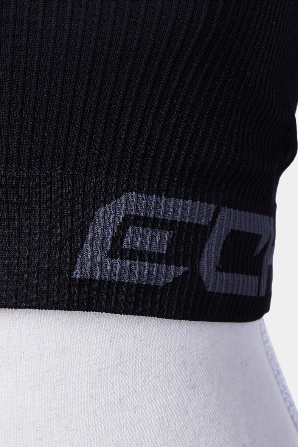 ARISE Black Ribbed Long Sleeve Crop Top
