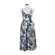 SUBOO Green White Print Button Down Summer Dress